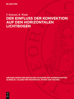 cover image of Der Einfluss der Konvektion auf den horizontalen Lichtbogen